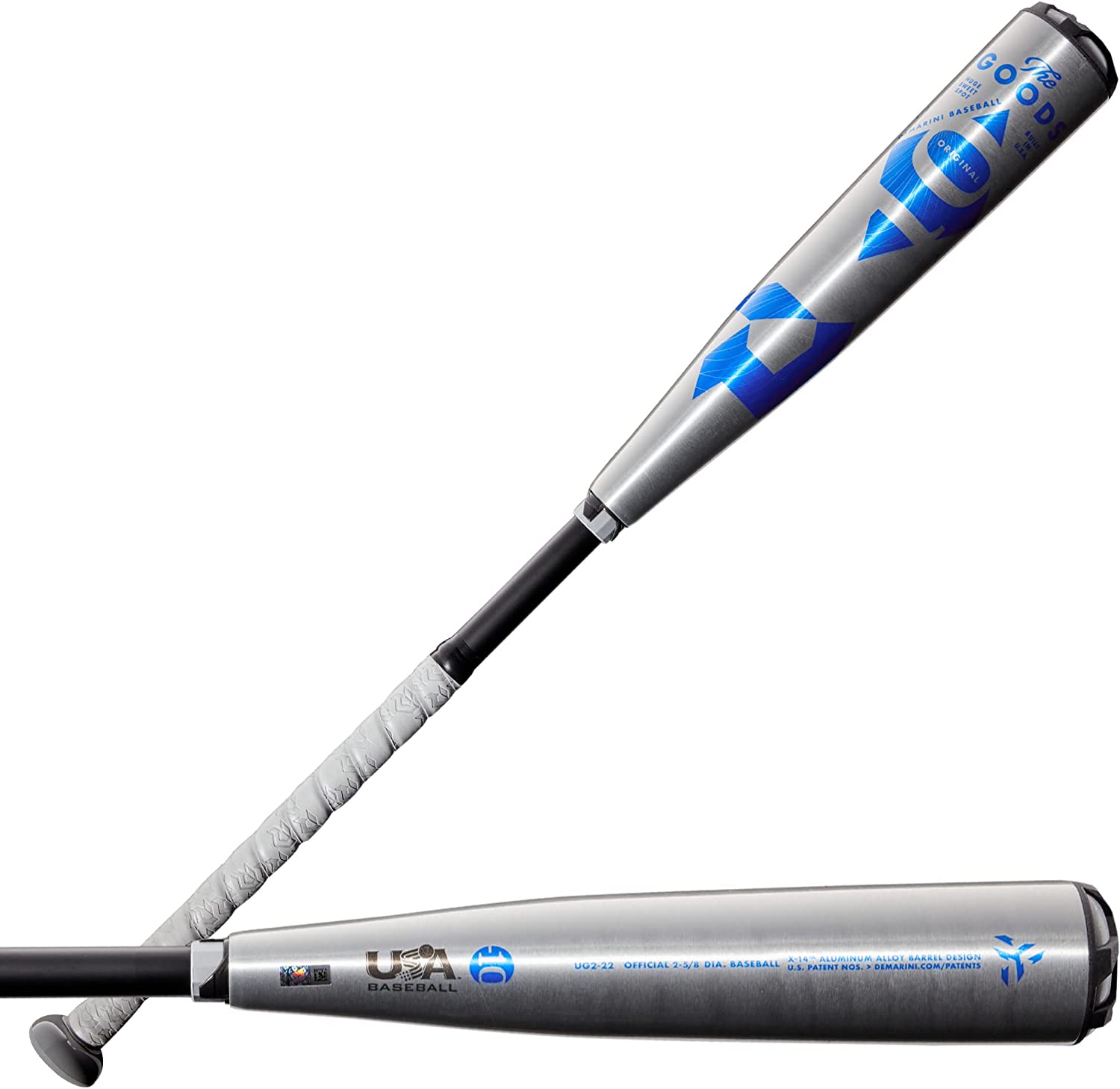 New 2022 DeMarini The Goods (9) USA Baseball Bat Silver/Blue 2 5/8